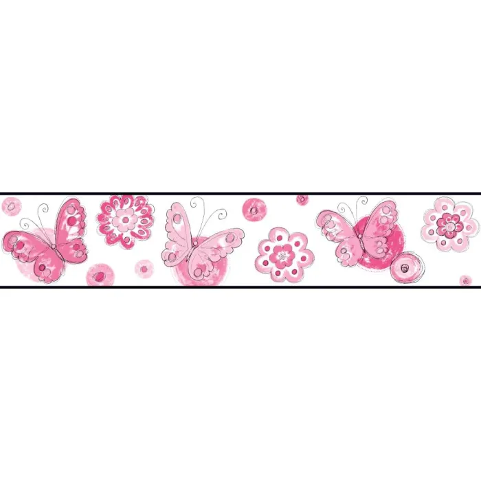 Pink Butterfly Circle Wallpaper Border KS2251BD