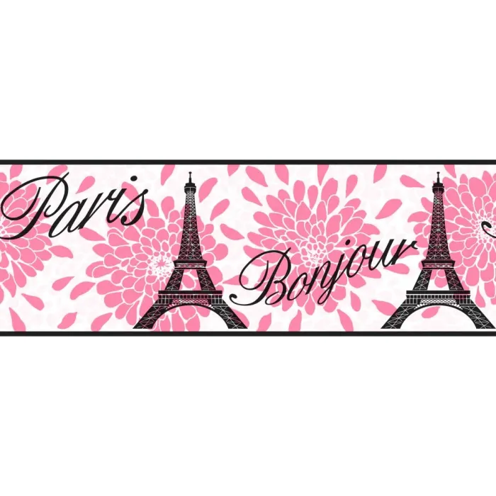 Chic Pink Paris Wallpaper Border KS2264B