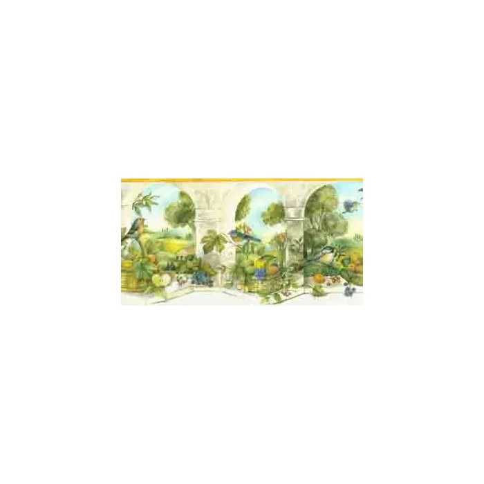 Yellow Mediterranean Arch Wallpaper Border