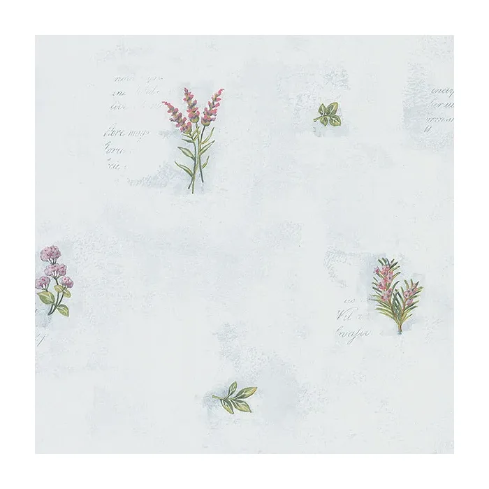 Herb Flowers Sidewall Wallpaper Blue, Green Norwall Wallcovering KV27427