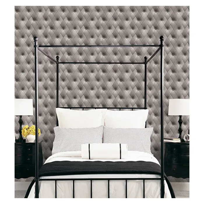 Buttonback Wallpaper Grey, Black Norwall Wallcovering LL29571