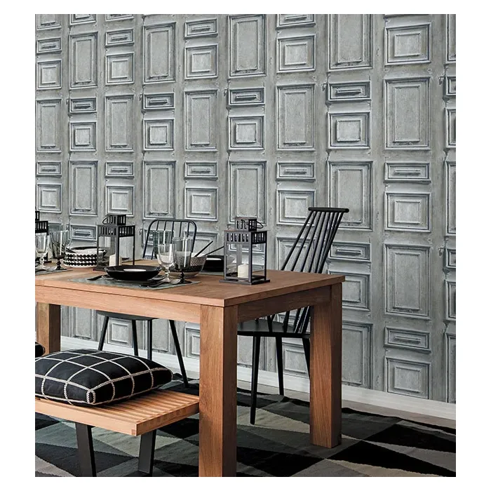 Wood Panel Wallpaper Cream, Blue, Grey Norwall Wallcovering LL36214