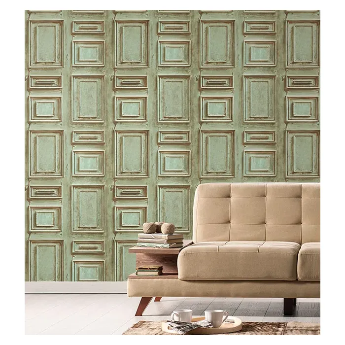 Wood Panel Wallpaper Green Norwall Wallcovering LL36215