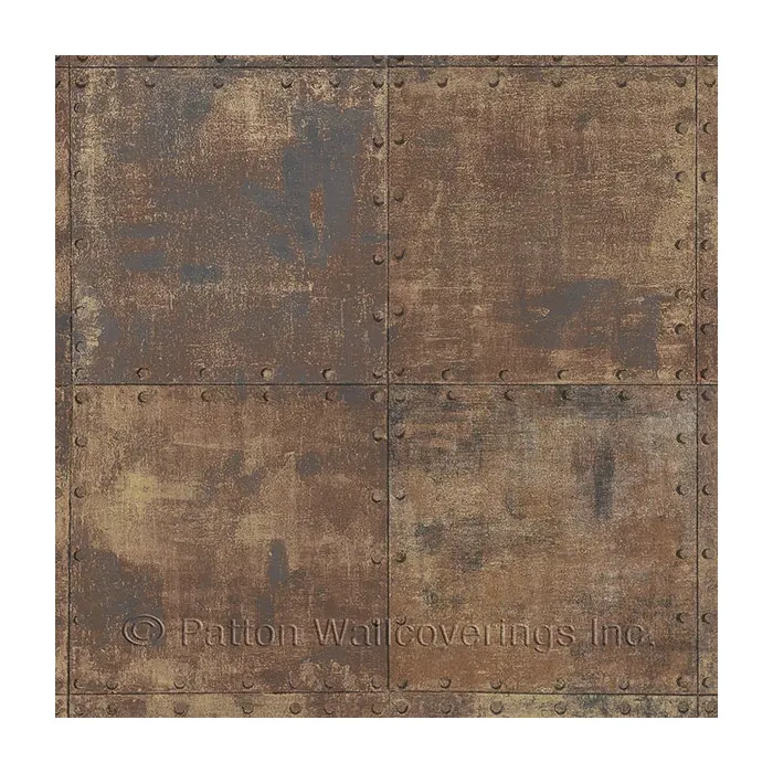 Steel Tile Wallpaper Metallic Gold, Brown Norwall Wallcovering LL36228
