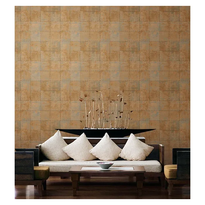 Steel Tile Wallpaper Metallic Gold, Blue Norwall Wallcovering LL36229