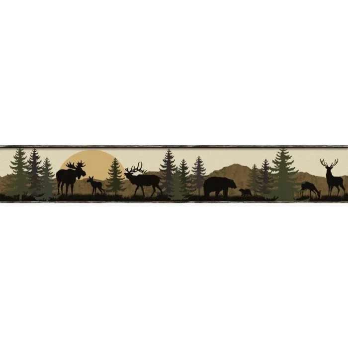 Forest Animals Scenic Silhouette Wallpaper Border - York Wallcoverings