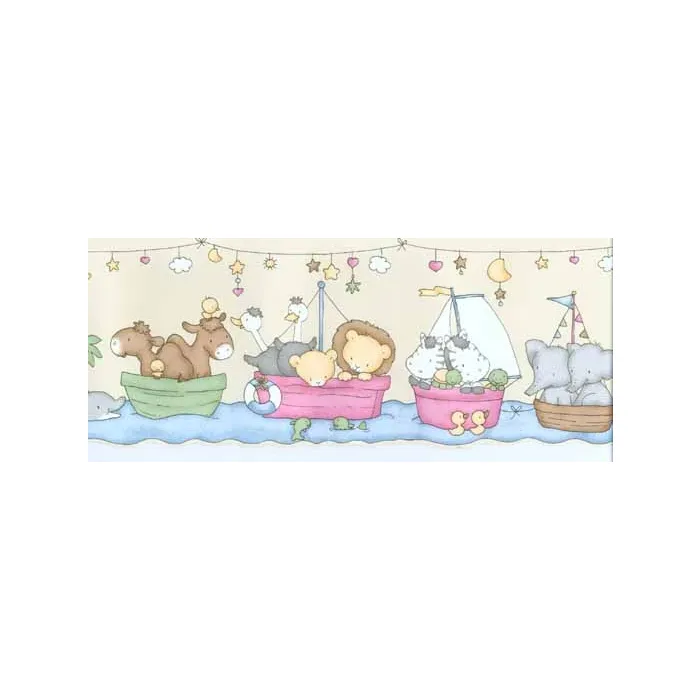 Tan Pairs of Animals Wallpaper Border