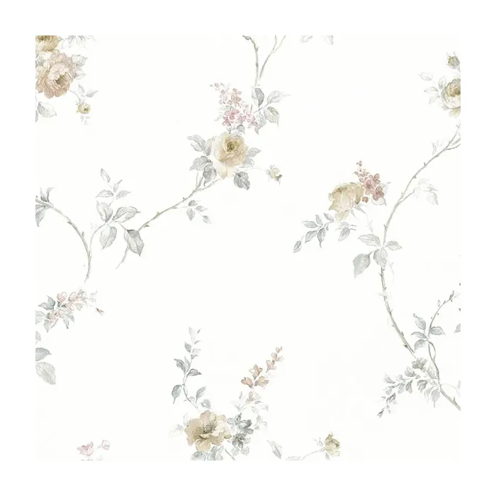 In-Register White Wedding Trail Wallpaper Beige, Light Grey, Pink Norwall Wallcovering MD29400