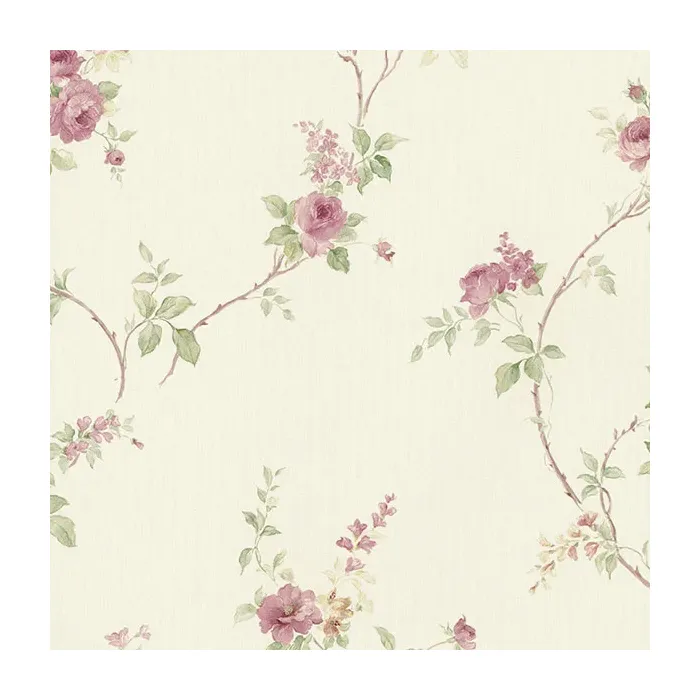 In-Register White Wedding Trail Wallpaper Cream, Pink, Green Norwall Wallcovering MD29401