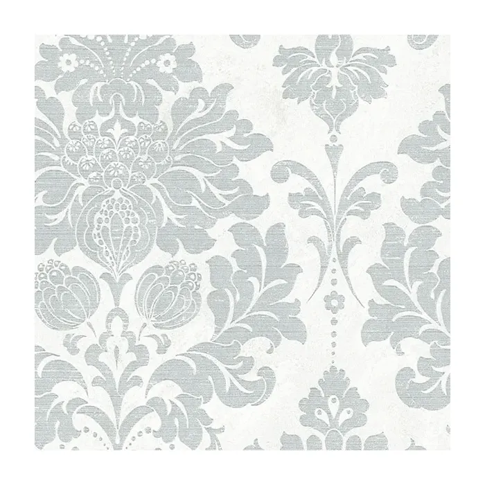 In Register Damask Wallpaper Metallic Silver, Pearl, white Norwall Wallcovering MD29419