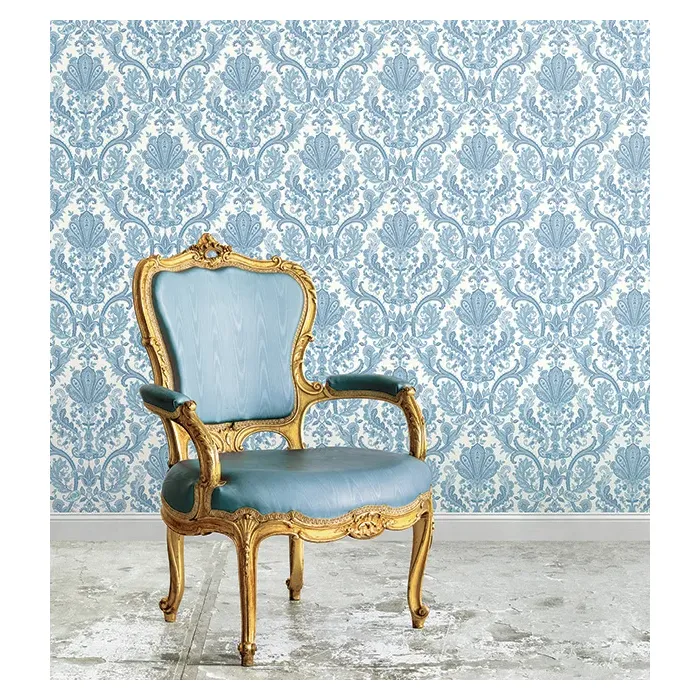 Jacobean Paisley Wallpaper Dark Blue, Light Pearl, White Norwall Wallcovering MD29431