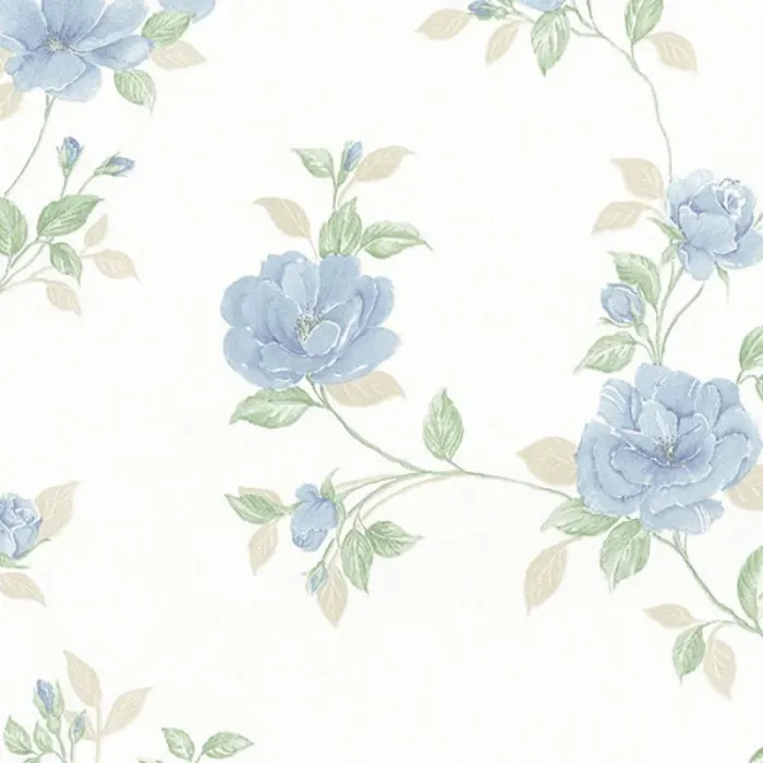 In Register Rose Trail Wallpaper Blue, Green Norwall Wallcovering MD29436