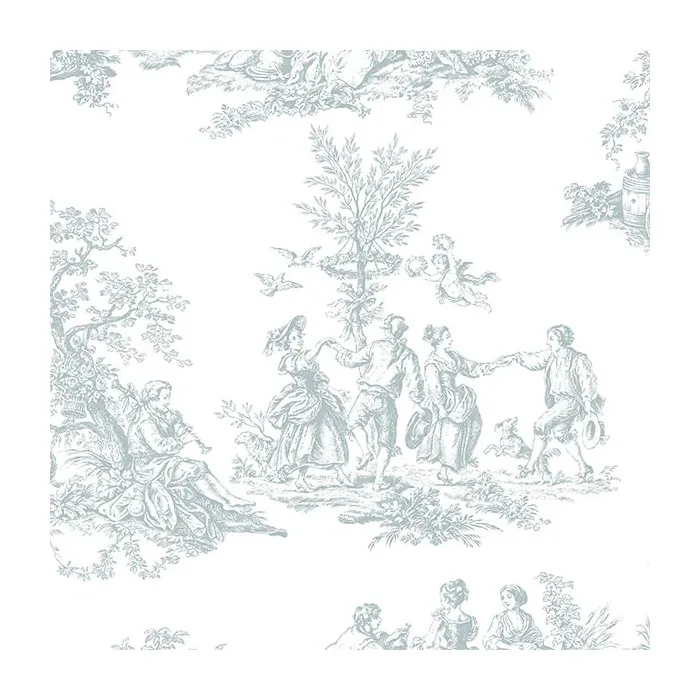 Romantic Toile Wallpaper Turquoise Norwall Wallcovering MH36500