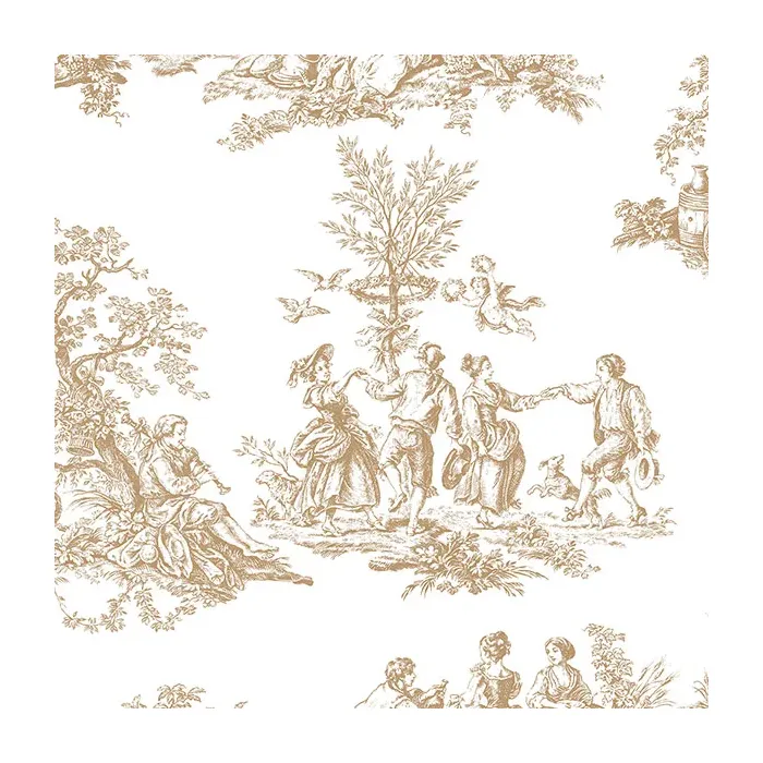Romantic Toile Wallpaper Metallic Gold Norwall Wallcovering MH36501