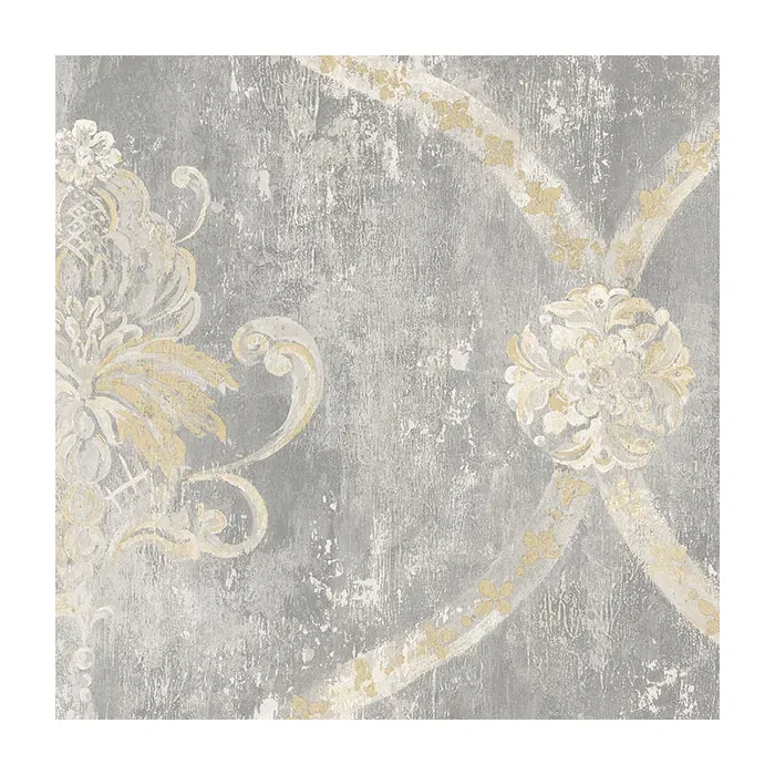 Regal Damask Wallpaper Grey, Beige Norwall Wallcovering MH36506
