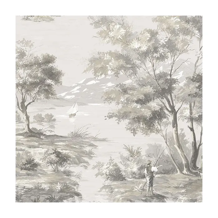 La Campagne Wallpaper Black, Taupe Norwall Wallcovering MH36516
