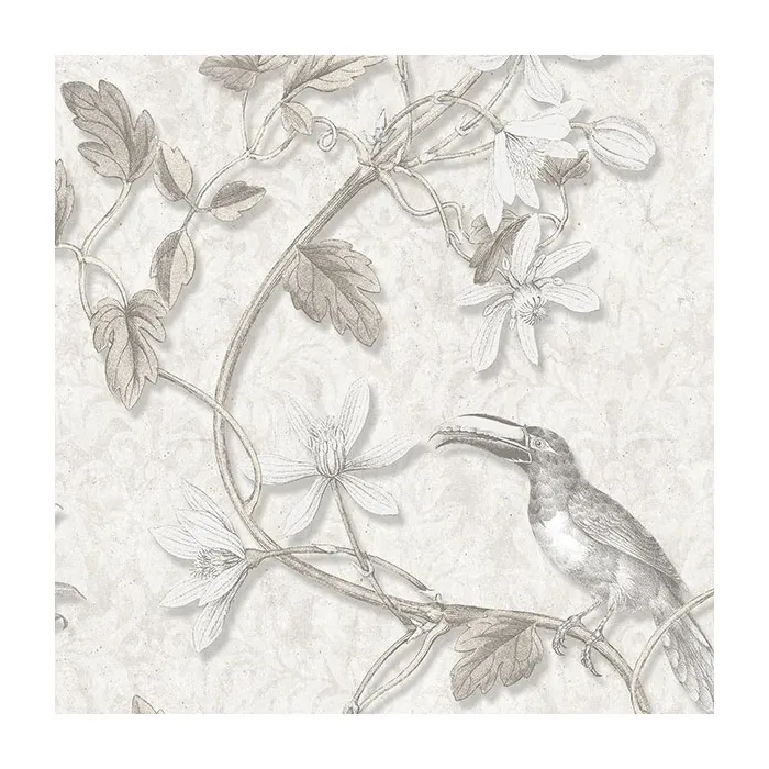 Toucan Toile Wallpaper Beige, Grey Norwall Wallcovering MH36530
