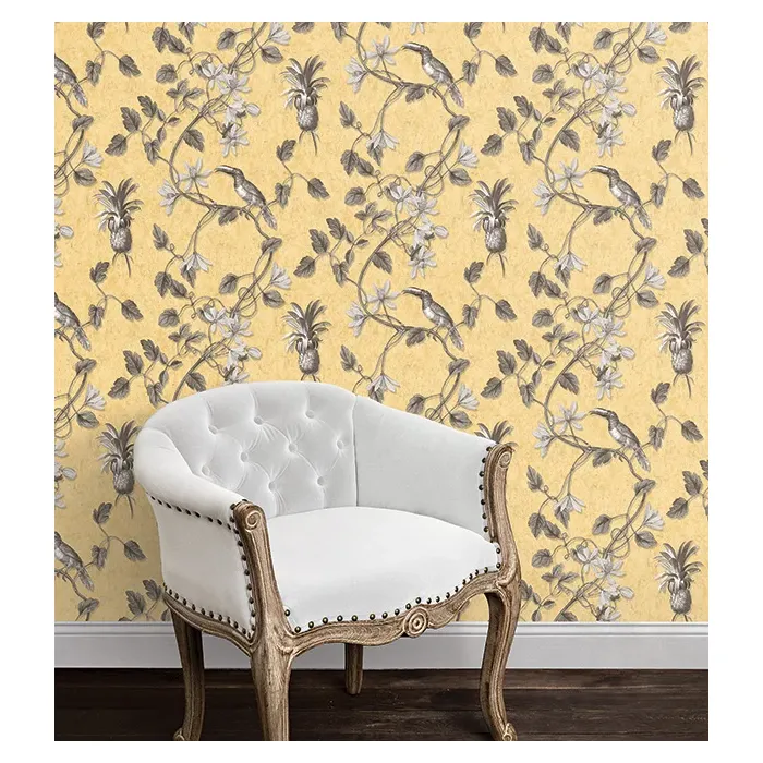 Toucan Toile Wallpaper Yellow Norwall Wallcovering MH36531