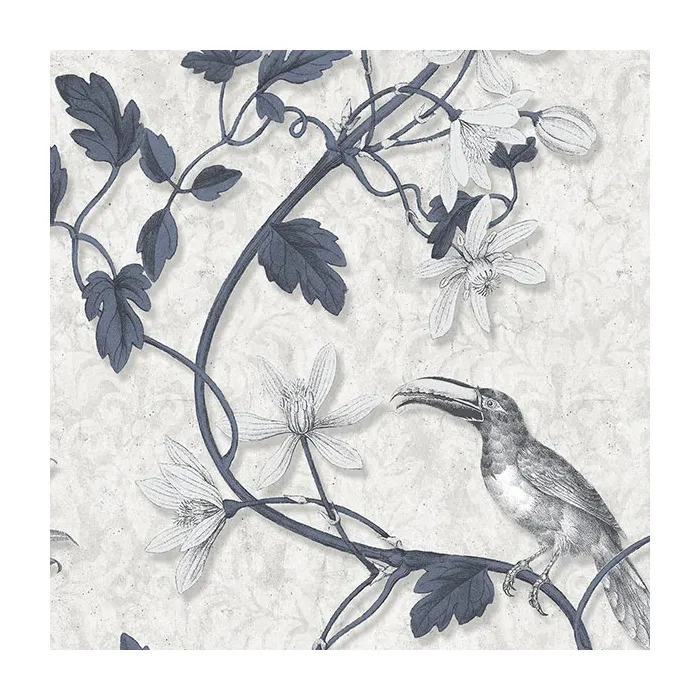 Toucan Toile Wallpaper Navy, Grey Norwall Wallcovering MH36532