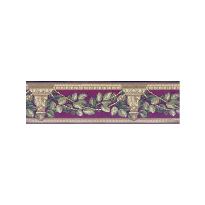 Burgundy Ivy Column Wallpaper Border