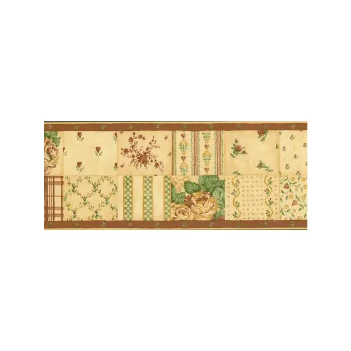 Gold Framed Roses and Hearts Wallpaper Border
