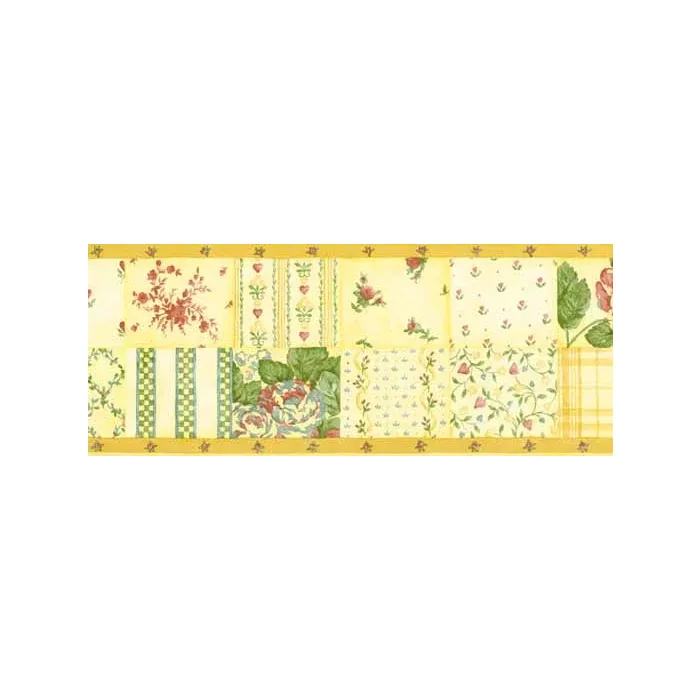 Yellow and Burgundy Rose Wallpaper Border