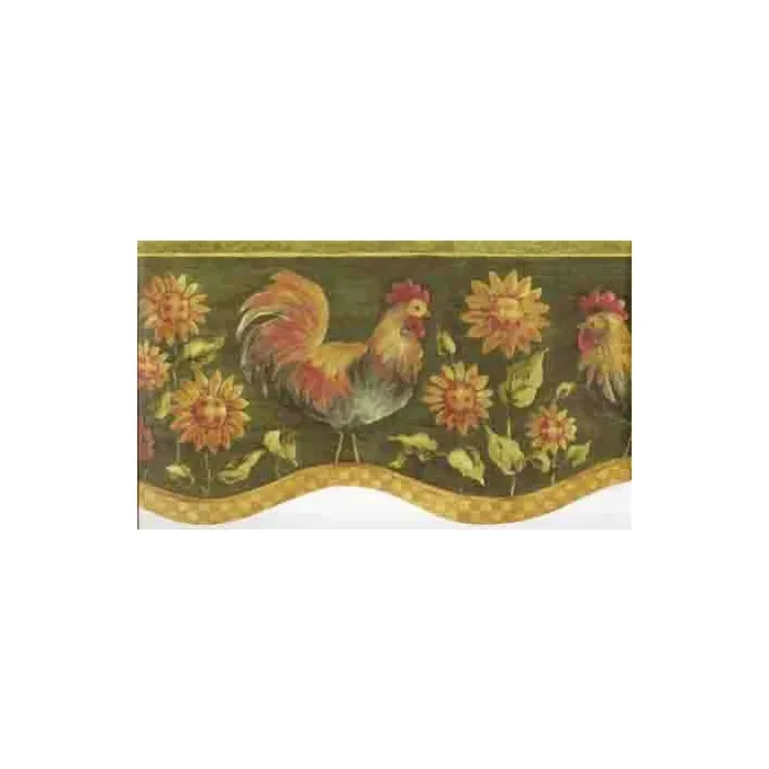 Mustard Country Die Cut Rooster Wallpaper Border - Norwall Wallcovering