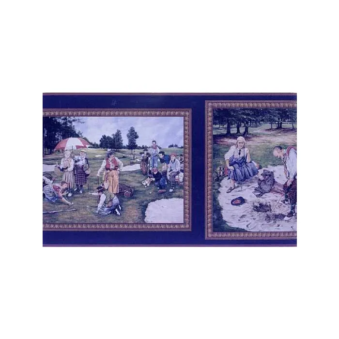 Gold Old Timers Golf Wallpaper Border
