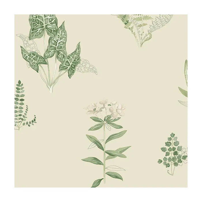 Ferns Wallpaper Cream, Green Norwall Wallcovering PA34226