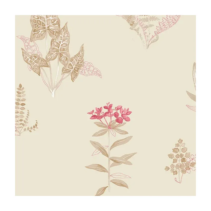 Ferns Wallpaper Red, Cream, Taupe Norwall Wallcovering PA34230