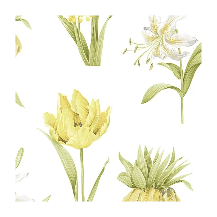 Botanical Floral Wallpaper Green, Yellow Norwall Wallcovering PA34232