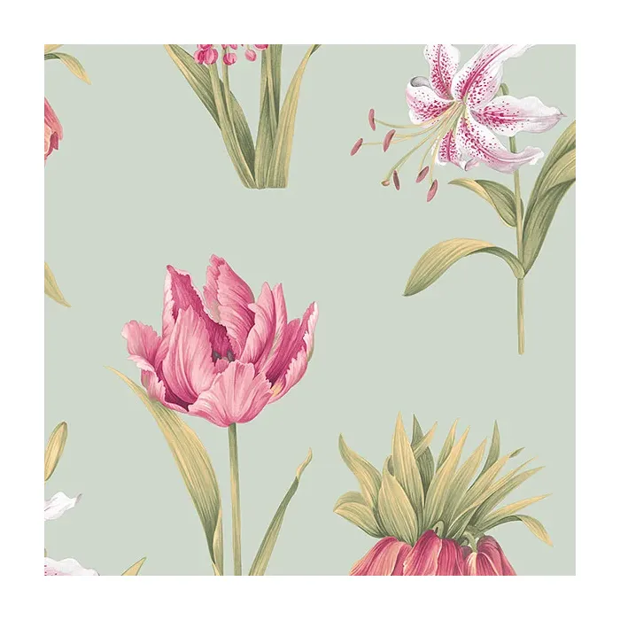 Botanical Floral Wallpaper Turquoise, Pink, Green Norwall Wallcovering PA34233