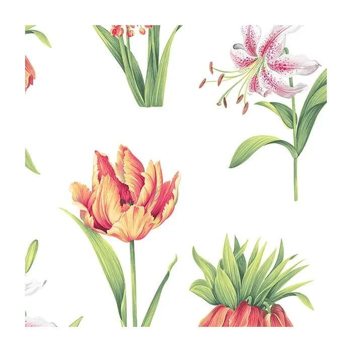 Botanical Floral Wallpaper Red, Green Norwall Wallcovering PA34234