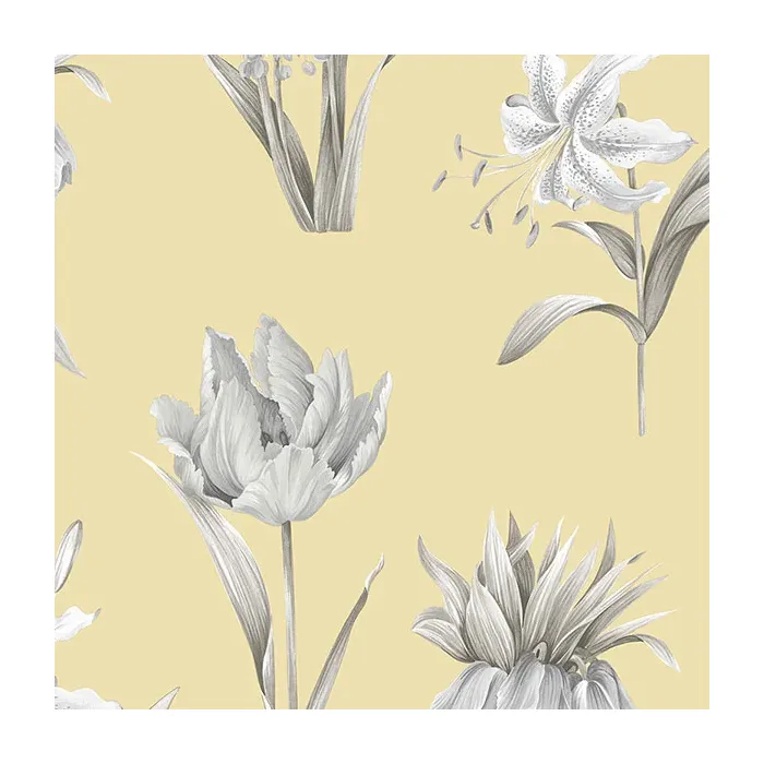 Botanical Floral Wallpaper Yellow, Grey Norwall Wallcovering PA34235
