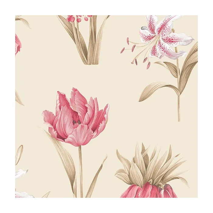 Botanical Floral Wallpaper Pink, Cream, Breow Norwall Wallcovering PA34236