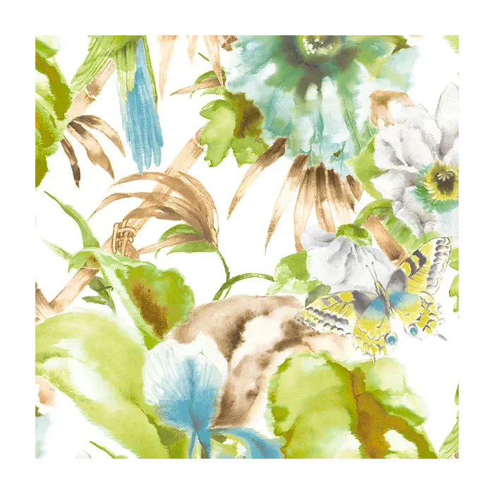 Palm Beach Parrot Wallpaper Green, Aqua Norwall Wallcovering PA34242