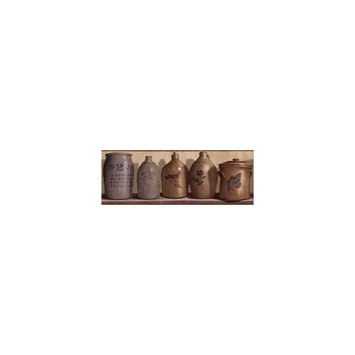 Burgundy Primitive Jugs Wallpaper Border