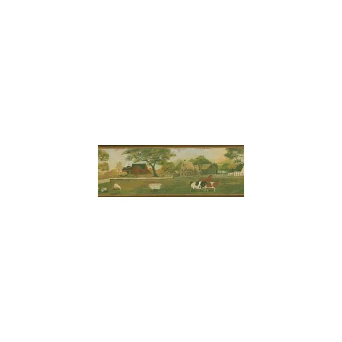 Burgundy Primitive Farmyard Wallpaper Border