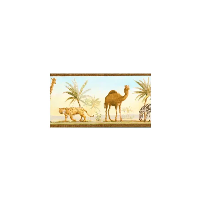 Brown Safari Animal Print Wallpaper Border