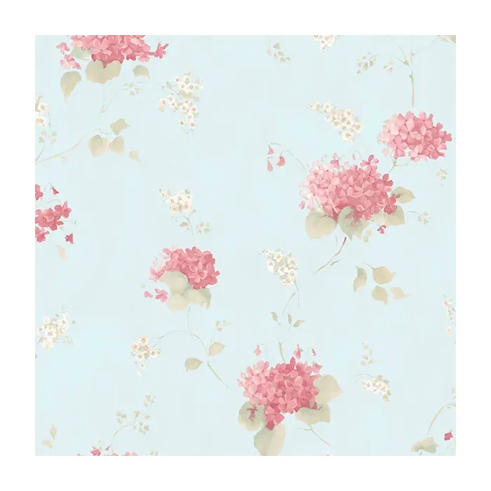 Hortensia Trail Wallpaper Teal, Pink Norwall Wallcovering PP35507