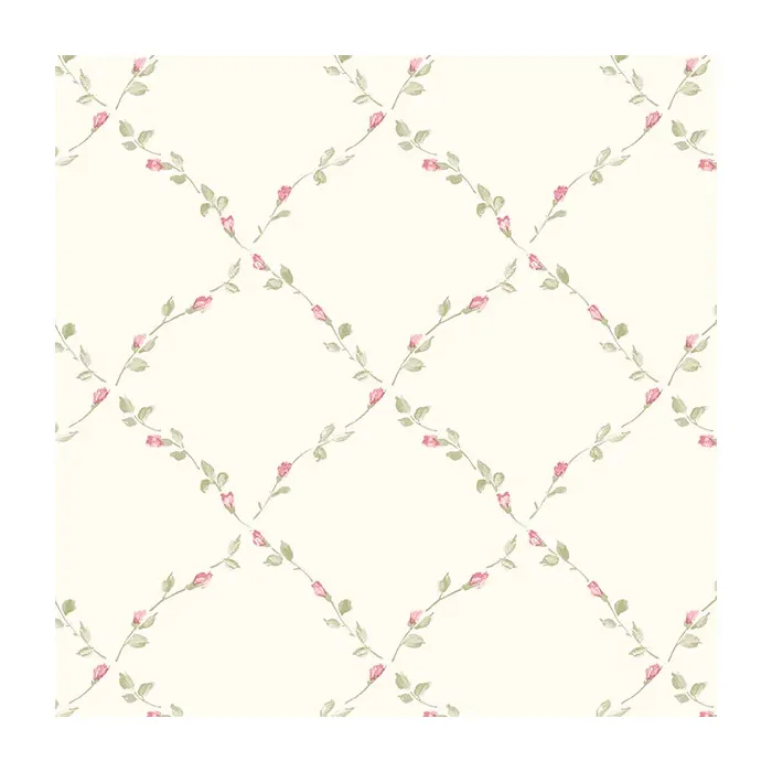 Red Rose Trellis Wallpaper Beige, Pink, Cream Norwall Wallcovering PP35523