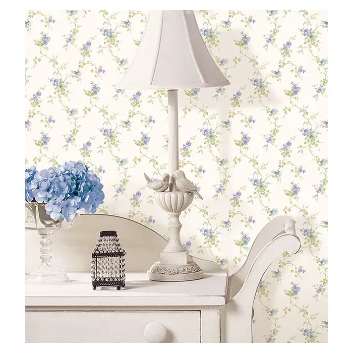 Ivy Trail Wallpaper Blue, Purple, Green Norwall Wallcovering PP35528