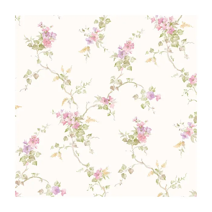 Ivy Trail Wallpaper Pink, Green, Purple Norwall Wallcovering PP35529