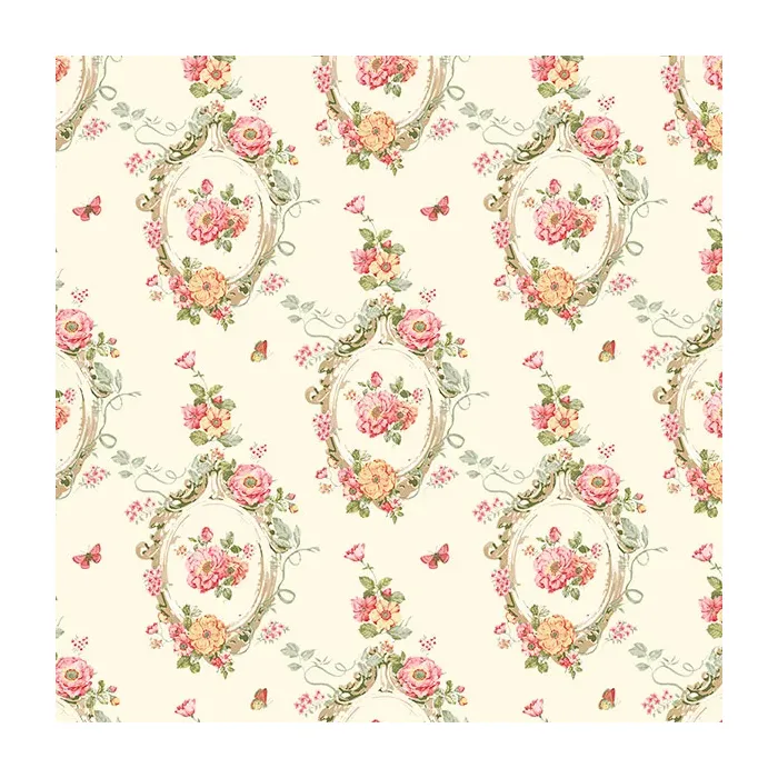 Cameo Wallpaper Cream, Red, Metallic Gold Norwall Wallcovering PP35534