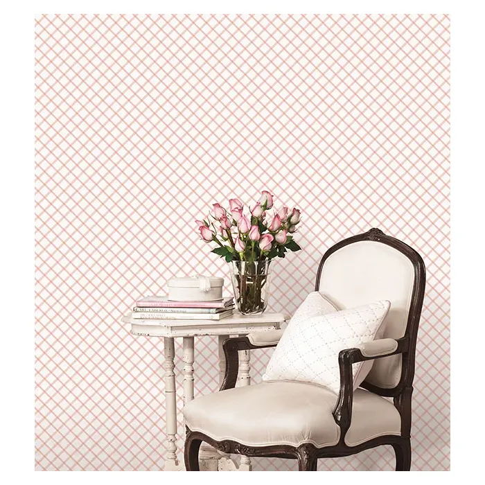 Pretty Plaid Wallpaper Pink, Beige Norwall Wallcovering PP35545