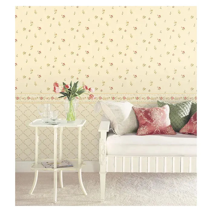Red Rose Wallpaper Border Red, Cream, Yellow, Green Norwall Wallcovering PP79454