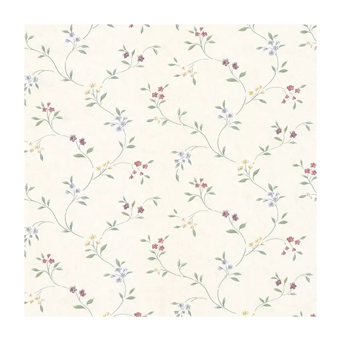 Small Floral Trail Wallpaper Cream, Yellow, Red, Blue, Green Norwall Wallcovering PR33802