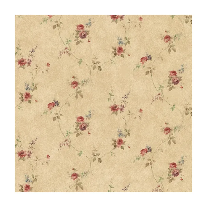 Laura's Trail Wallpaper Dark Beige, Red, Green, Blue Norwall Wallcovering PR33807