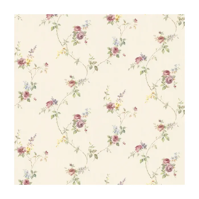 Laura's Trail Wallpaper Cream, Pink, Green, Brown, Yellow Norwall Wallcovering PR33809