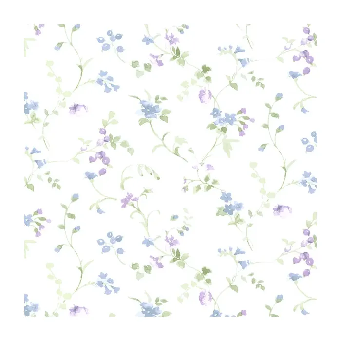 Floral Vine Wallpaper Light Green, Purple, Blue Norwall Wallcovering PR33823